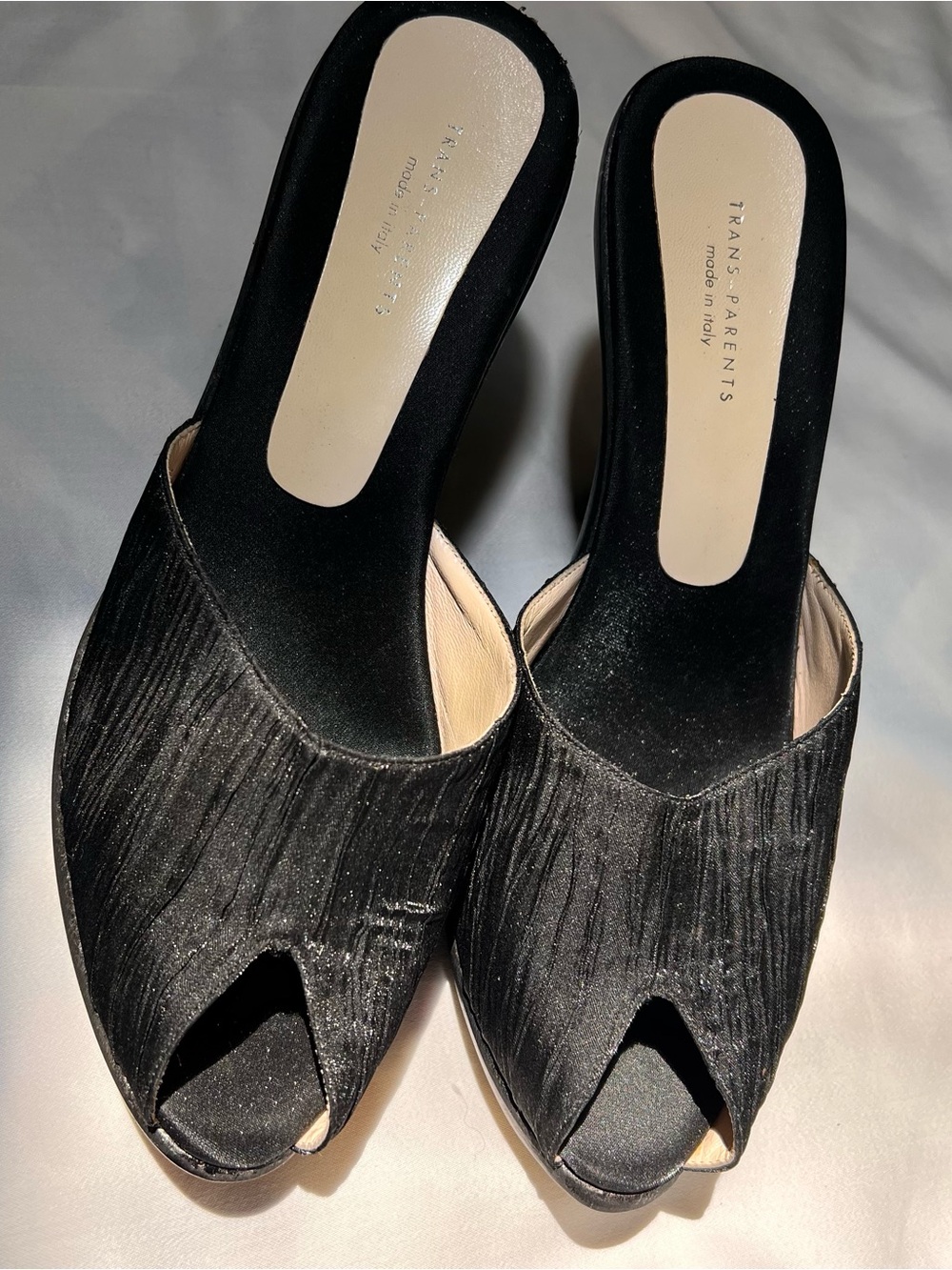 Trans-Parents Black Open-Toe Slip-On Platform Mules - NWT - W 40 - RARE ITALIAN